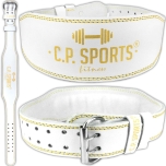 CP SPORTS Leather Belt WHITE (Gold) T6-3
