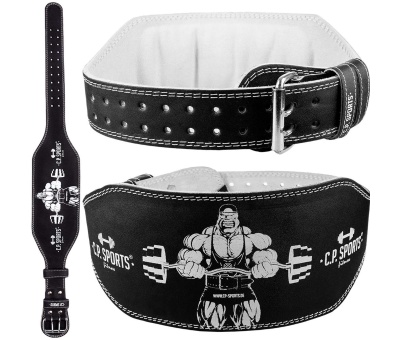 CP SPORTS Leather Weight Lifting Belt (Black) T4-3