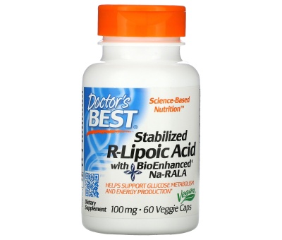 DR´S BEST Stabilized R-Lipoic Acid with BioEnhanced Na-RALA 100 mg, 60veg caps