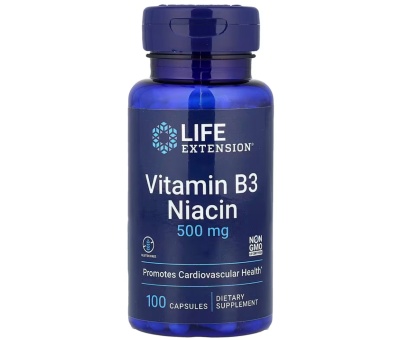 LIFE EXTENSION Vitamin B3 (Niacin) 500 mg - 100 Veg Capsules