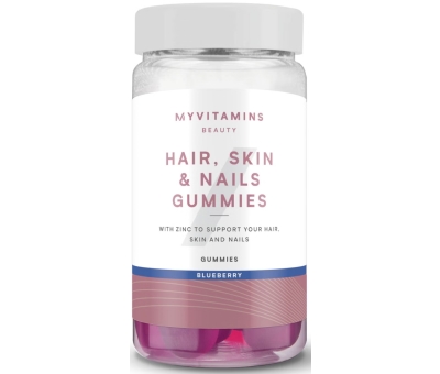 MYVITAMINS Hair Skin and Nails 60 Gummies Blueberry