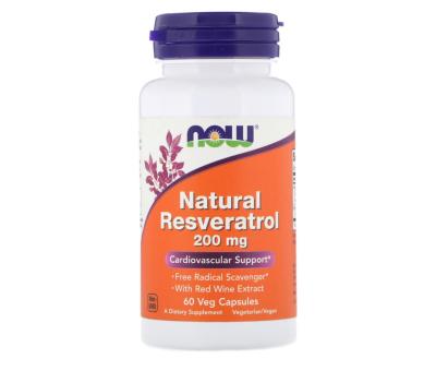 NOW FOODS Natural Resveratrol with Red Wine Extract 200mg - 60 vcaps