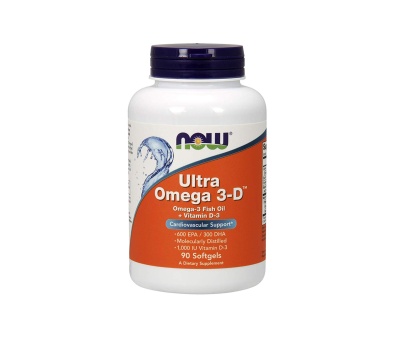 NOW FOODS Ultra Omega 3-D + Vitamin D3 (600 EPA/300 DHA) - 90 softgels