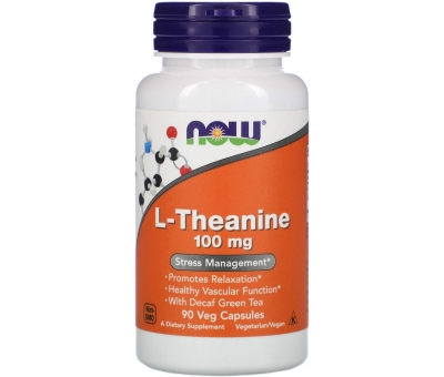 NOW FOODS L-Theanine 100mg, 90 Veg Caps (L-teaniin)