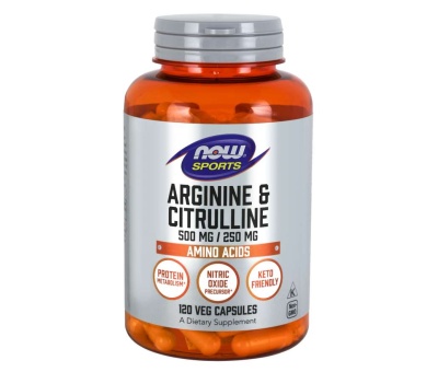 NOW FOODS Arginine 500mg & Citrulline 250mg - 120 Veg. Capsules