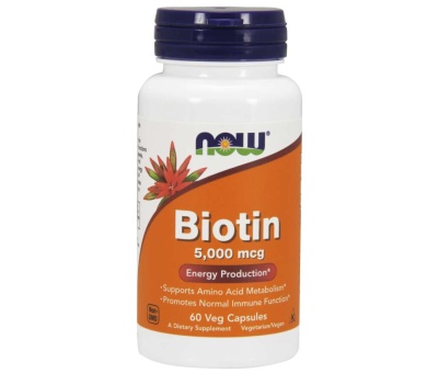 NOW FOODS Biotin, 5000mcg 60Caps (biotiin)