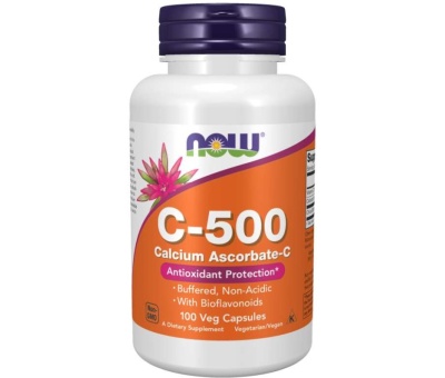 NOW FOODS Vitamin C500 Calcium Ascorbate-C 100vcaps (Acid-free / Ester-c)