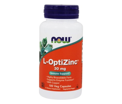 NOW FOODS L-OptiZinc + Copper 30mg - 100vcaps (tsink+vask)