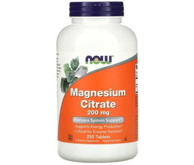 NOW FOODS Magnesium Citrate 200mg 250Tabs (Magneesiumtsitraat)