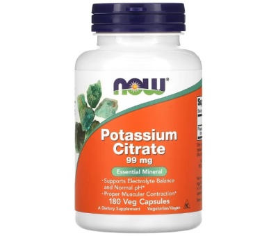 NOW FOODS Potassium Citrate 99mg - 180 vcaps (kaalium)