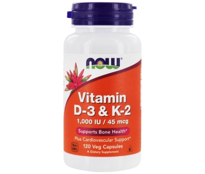 NOW FOODS Vitamin D3 & K2 - 120vcaps