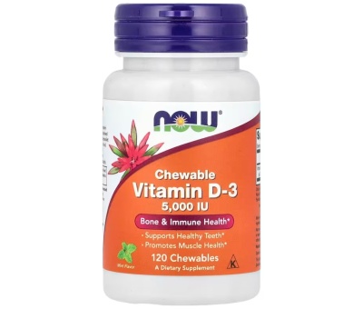 NOW FOODS Vitamin D3, 5000 IU - 120 chewables