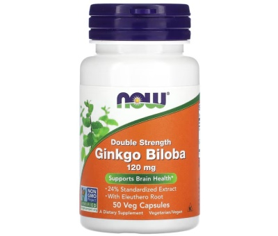 NOW FOODS Ginkgo Biloba (Double Strength) 120mg - 50vcaps