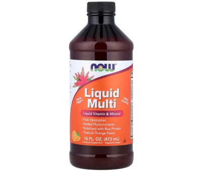 NOW FOODS Liquid Multi with Xylitol 473 ml. Tropical Orange (Iron Free)