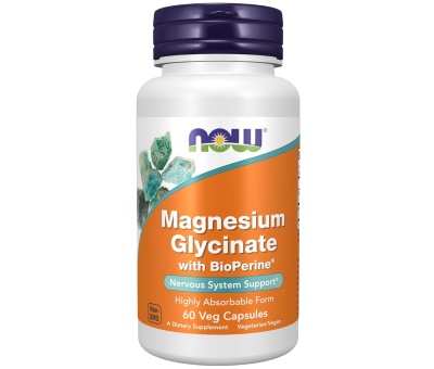 NOW FOODS Magnesium Glycinate with BioPerine 60 Capsules