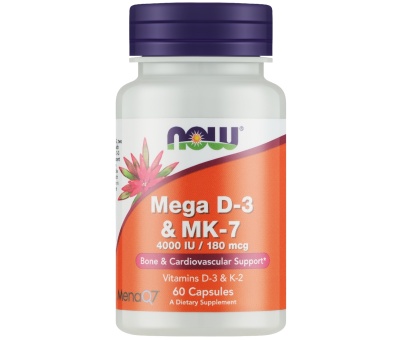 NOW FOODS Mega D3 & MK7 (4000 IU/180 mcg) - 60vcaps