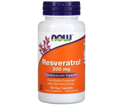 NOW FOODS Natural Resveratrol with Red Wine Extract 200mg - 60 vcaps