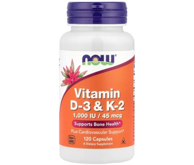 NOW FOODS Vitamin D3 & K2 - 120vcaps