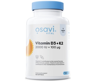 OSAVI Vitamin D3 + K2 2000IU + 150mcg - 120 softgels