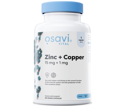 OSAVI Zinc + Copper 15mg + 1mg - 120 vegan caps