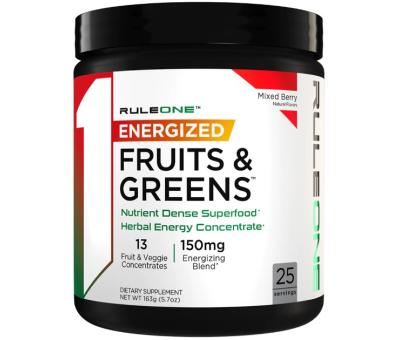 RULE1 Energized Fruits & Greens 163g Mixed Berry