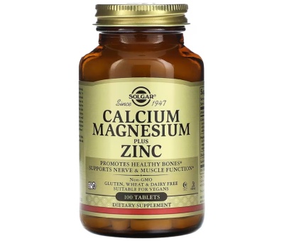 SOLGAR Calcium Magnesium plus Zinc - 100 Tablets
