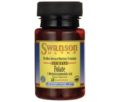 SWANSON Folate (5-Methyltetrahydrofolic Acid), 400mcg - 30 vcaps