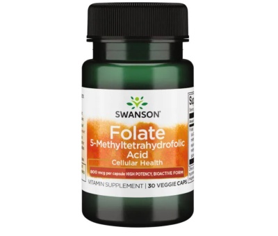 SWANSON Folate (5-Methyltetrahydrofolic Acid) 800mcg - 30 vcaps