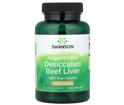 SWANSON Argentinian Desiccated Beef Liver 500mg, 120 Capsules