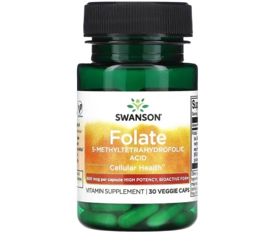 SWANSON Folate (5-Methyltetrahydrofolic Acid) 800mcg - 30 vcaps