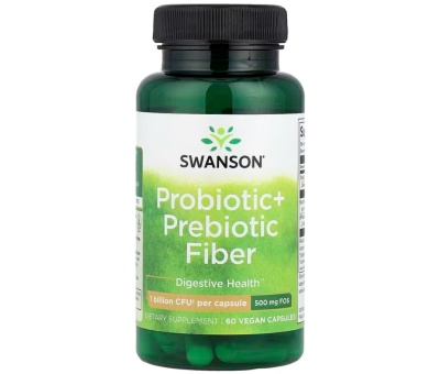 SWANSON Probiotic+ Prebiotic Fiber 500 Million CFU 60 Veggie Caps	