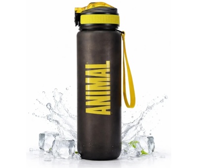 ANIMAL Water Bottle 1000ml Black with Yellow
